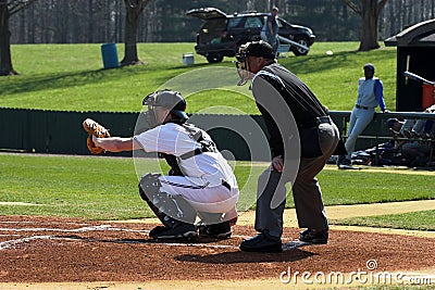 Baseball â€“ batter & plate umpire Stock Photo